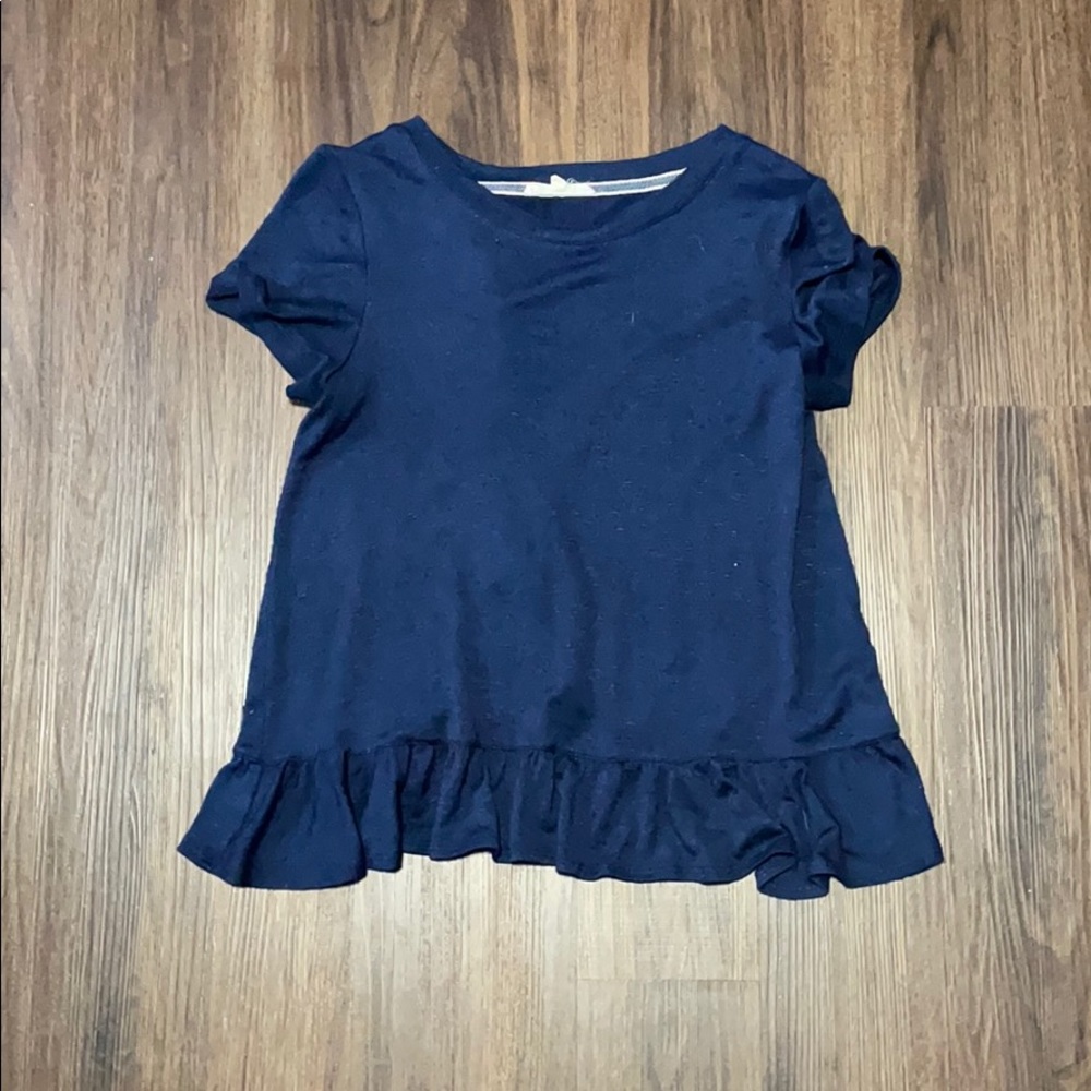 Navy blue open back ruffle top